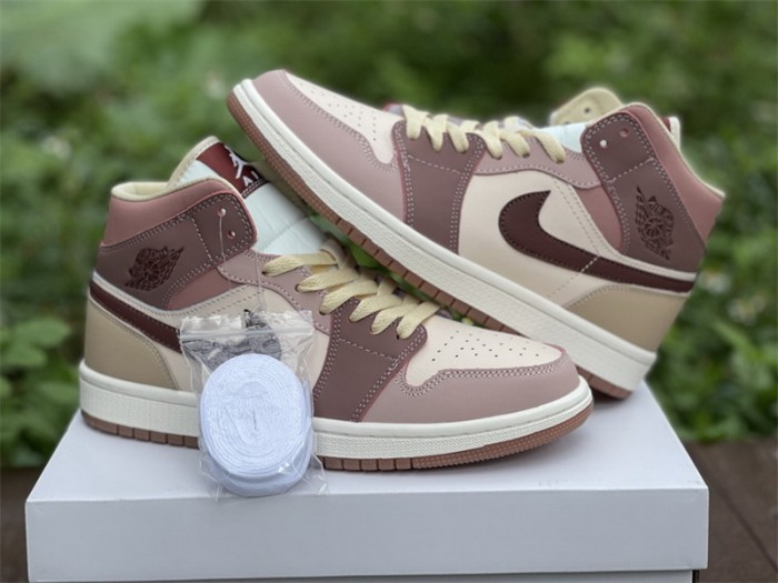 Authentic Air Jordan 1 Mid “Brown/Pink”