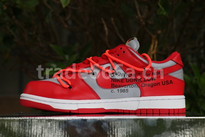 Authentic OFF-WHITE x Nike Dunk Low Red Grey