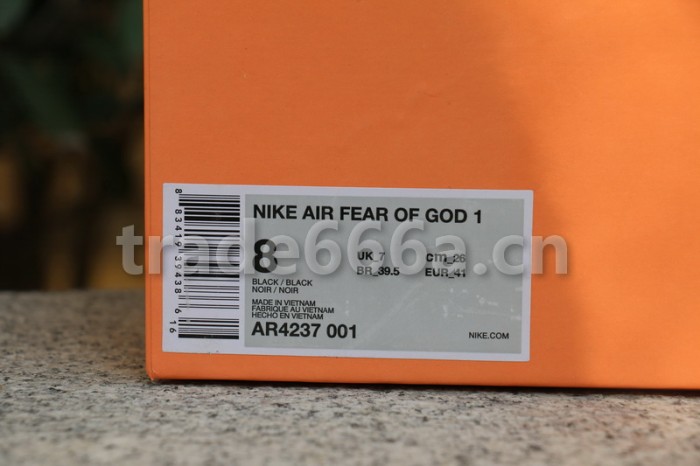 Authentic Nike Air Fear of God 1 Black