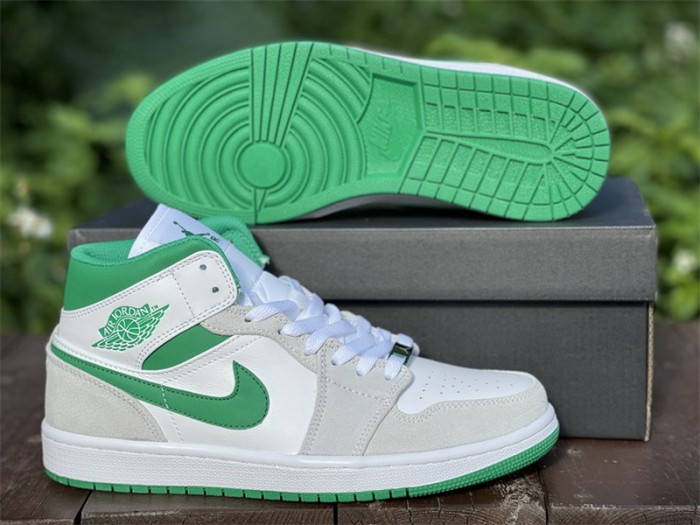 Authentic Air Jordan 1 Mid White Green