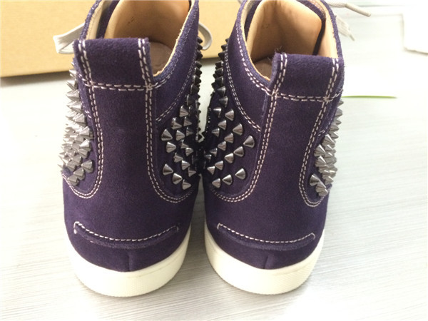 Super Max perfect Christian Louboutin Glossy Red Sole purple leather spike men's sneaker(with receipt)