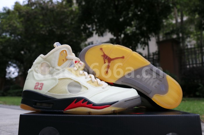 Authentic OFF-WHITE x Air Jordan 5 “Sail”