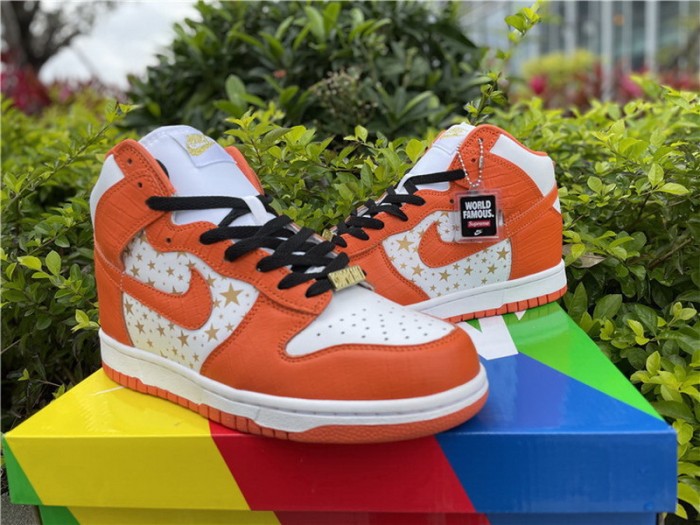 Authentic Supreme x Nike SB Dunk High”Stars Orange”