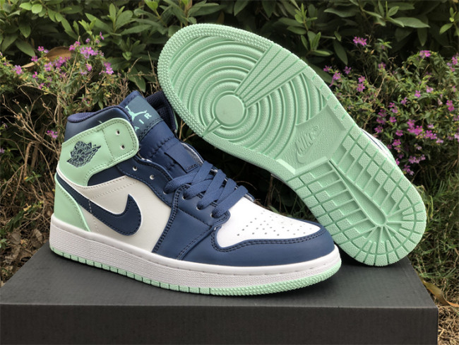 Authentic Air Jordan 1 Mid “Blue Mint” GS