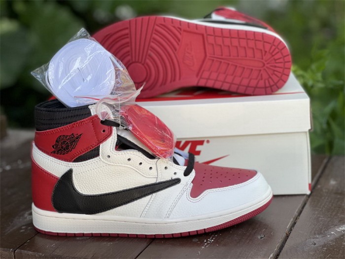 Authentic Travis Scott x Fragment x Air Jordan 1 White Red