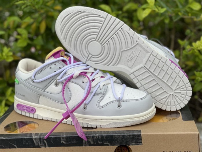 Authentic OFF-WHITE x Nike Dunk Low “The 50” Beige Purple