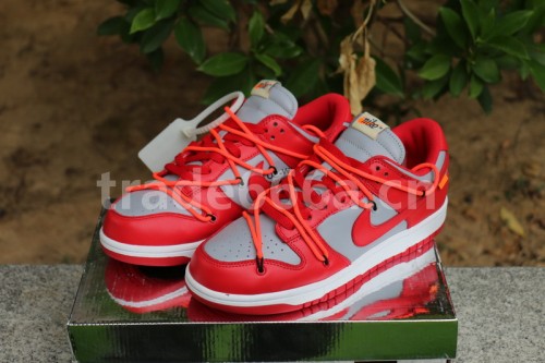 Authentic OFF-WHITE x Nike Dunk Low Red Grey