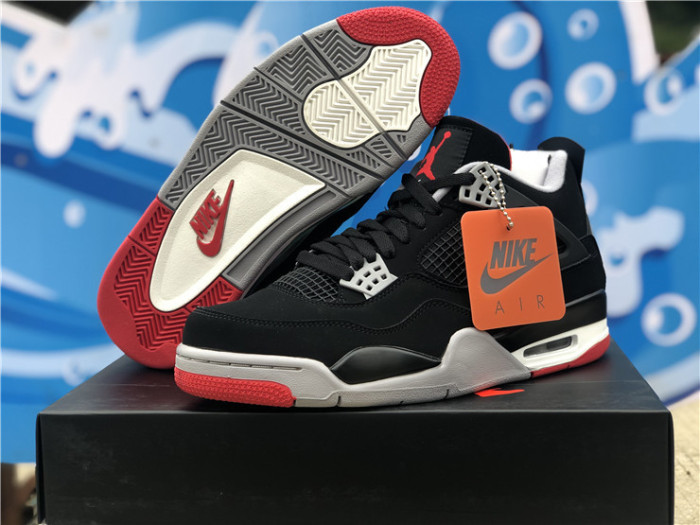 Authentic Air Jordan 4 Bred 2019