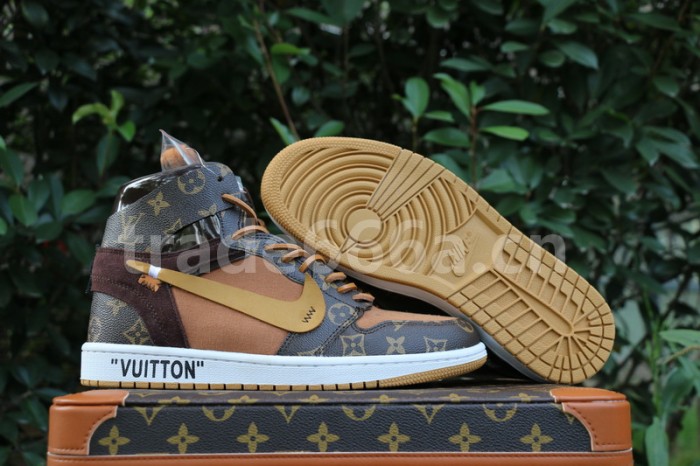 Authentic LV X OFF White X Air Jordan 1 with suitcase