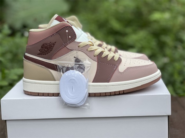 Authentic Air Jordan 1 Mid “Brown/Pink”