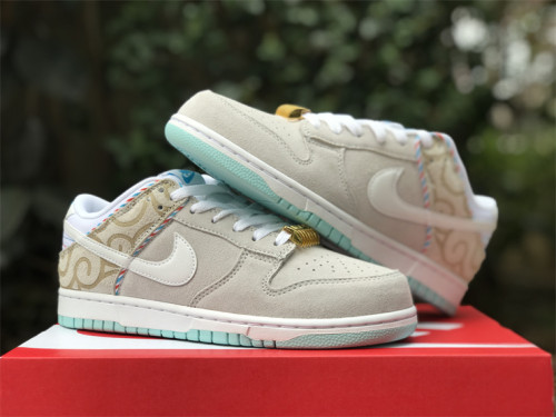 Authentic Nike Dunk Low Retro SE “Barber Shop” White Grey