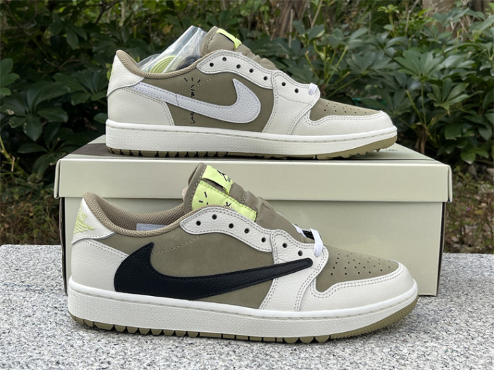 Authentic Travis Scott x Air Jordan 1 Low Golf “Olive”