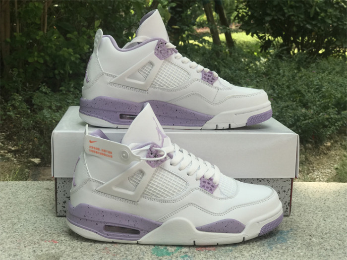 Authentic Air Jordan 4 White Purple