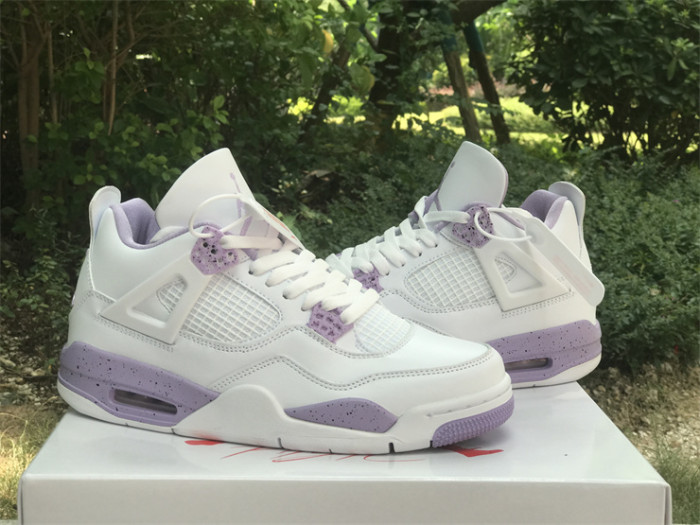 Authentic Air Jordan 4 White Purple