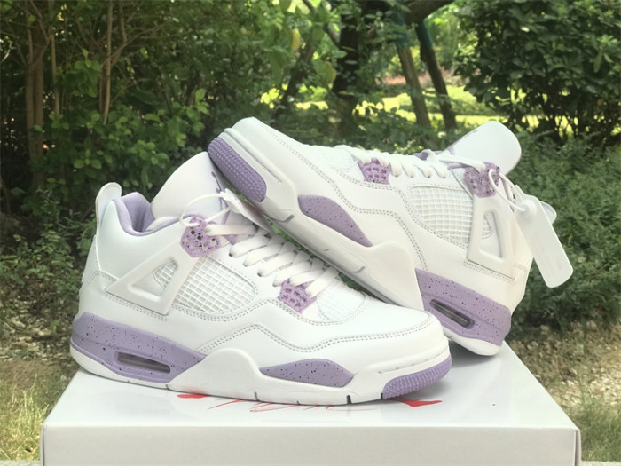 Authentic Air Jordan 4 White Purple