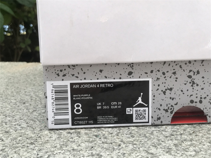 Authentic Air Jordan 4 White Purple