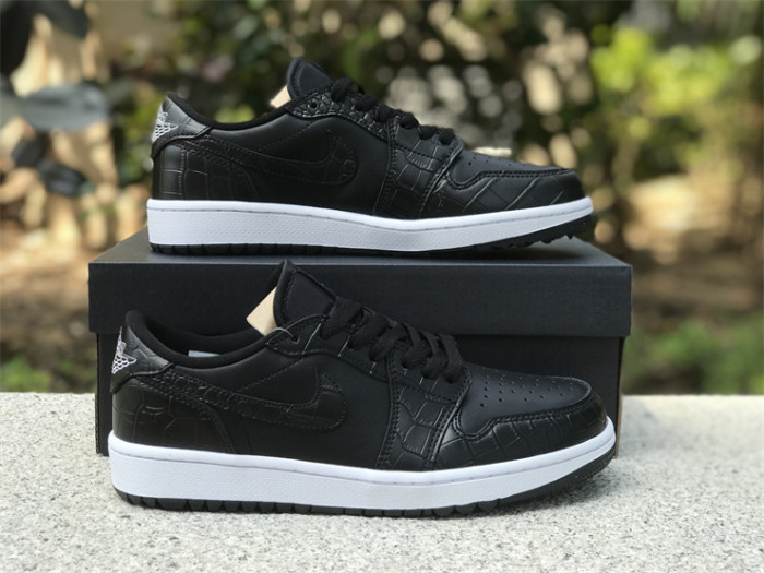Authentic Air Jordan 1 Low Golf “Black Croc”