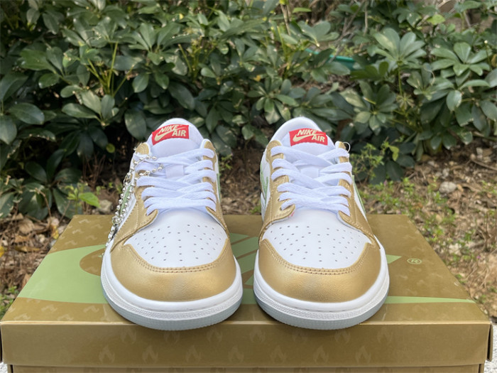 Authentic Air Jordan 1 Low SE “Chinese New Year” White Gold