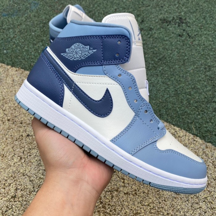 Authentic Air Jordan 1 Mid Two Tone Blue Women