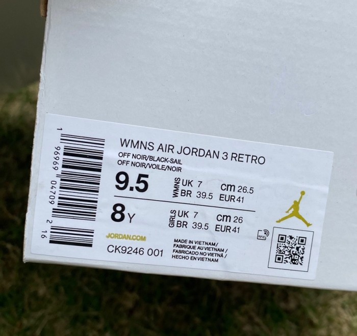 Authentic Air Jordan 3 Off Noir Women