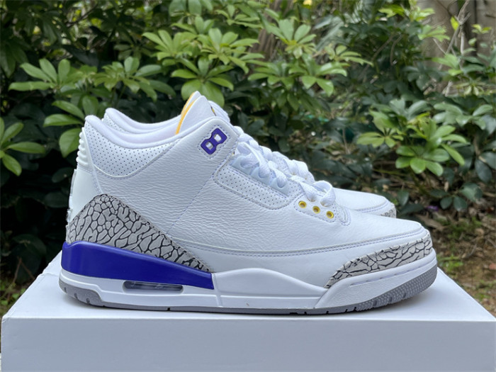 Authentic Air Jordan 3 White Purple