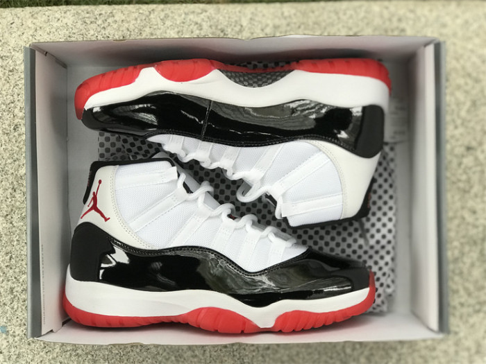 Authentic Air Jordan 11 White Black Red