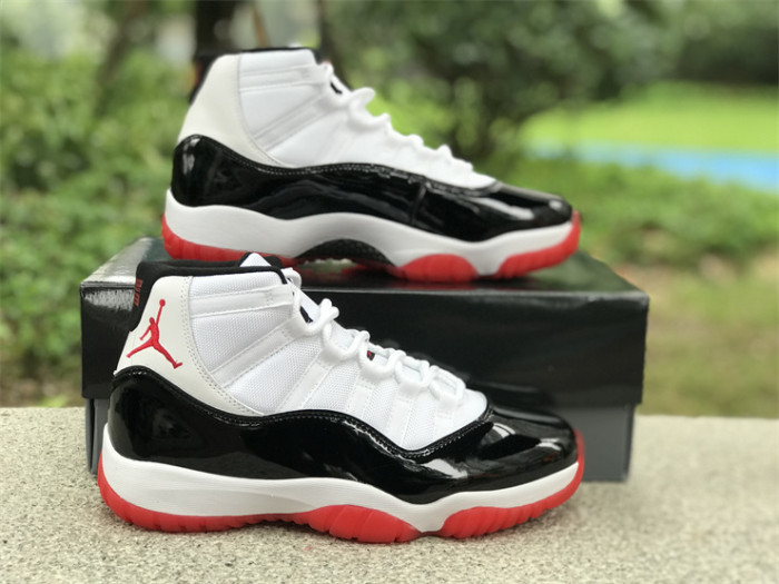 Authentic Air Jordan 11 White Black Red