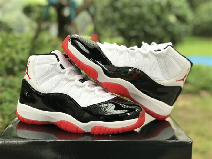 Authentic Air Jordan 11 White Black Red