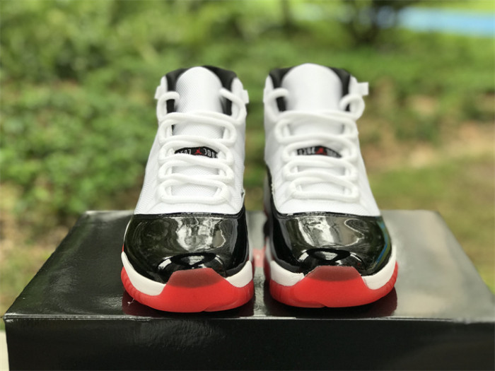 Authentic Air Jordan 11 White Black Red