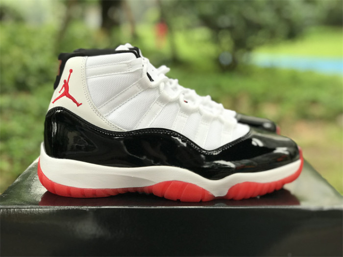 Authentic Air Jordan 11 White Black Red