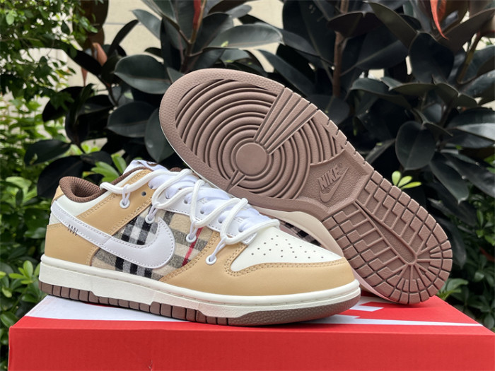 Authentic Nike Dunk Low Custom Brown Burberry