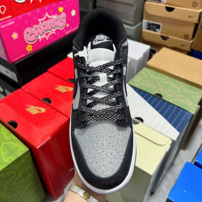 Authentic Nike Dunk Black Grey Glitter Shoes
