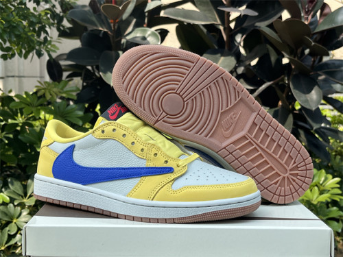 Authentic Travis Scott x Air Jordan 1 Low “Canary” Women Shoes