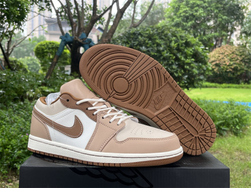 Authentic Air jordan 1 Low Tan Brown GS