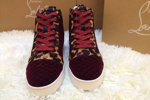 Super Max perfect Christian Louboutin Louis Men's Flat dark red with Leopard(with receipt)