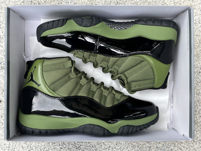 Authentic Air Jordan 11 Army Green Black