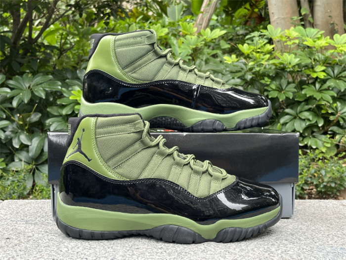 Authentic Air Jordan 11 Army Green Black
