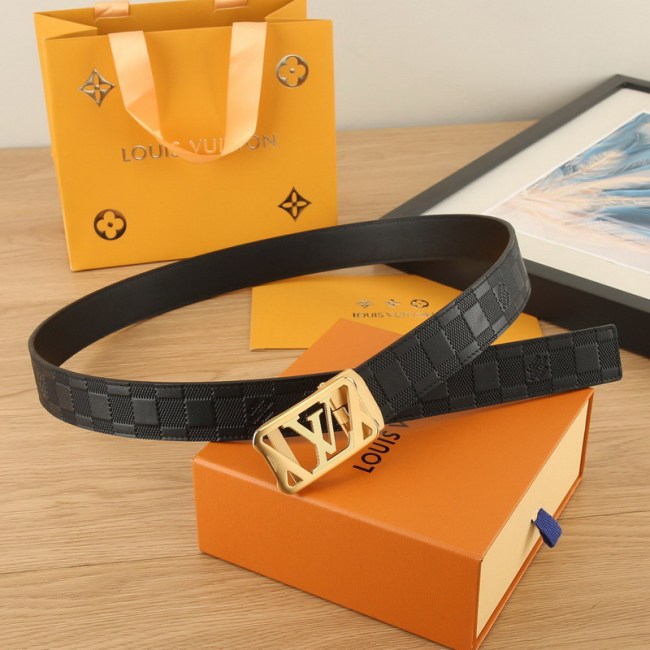 Super Perfect Quality LV Belts(100% Genuine Leather Steel Buckle)-4568