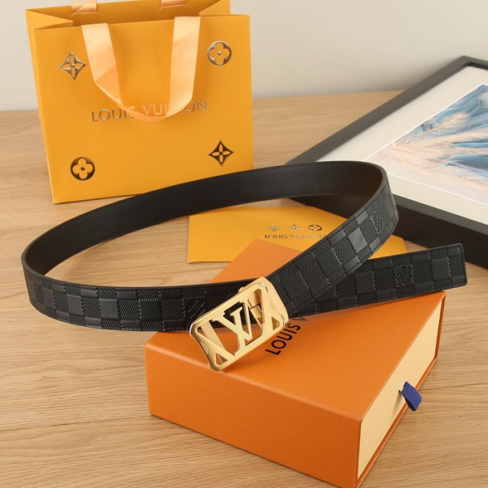 Super Perfect Quality LV Belts(100% Genuine Leather Steel Buckle)-4568