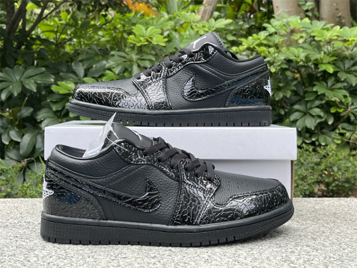Authentic Air Jordan 1 Low “Black Croc” Women