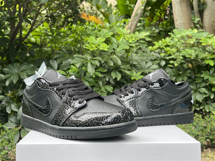 Authentic Air Jordan 1 Low “Black Croc” Women
