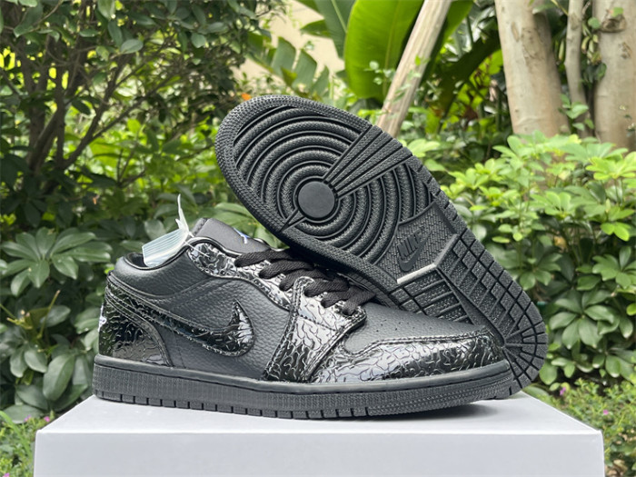 Authentic Air Jordan 1 Low “Black Croc” Women