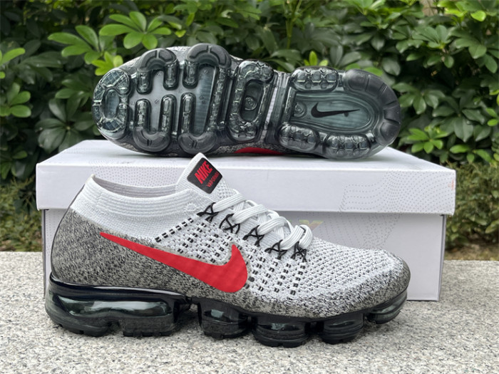 Authentic Nike Air VaporMax Platinum Red Black