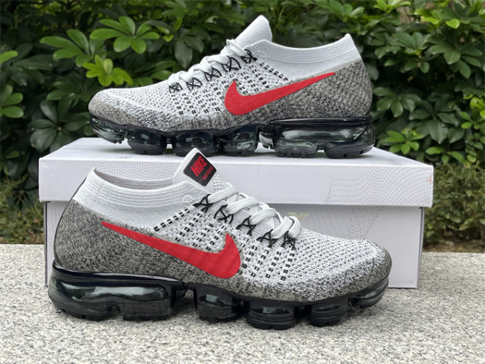 Authentic Nike Air VaporMax Platinum Red Black