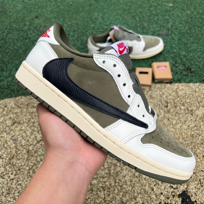 Authentic Travis Scott x Air Jordan 1 Low “Medium Olive” GS