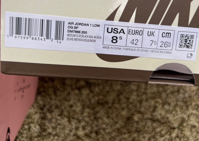 Authentic Travis Scott x Air Jordan 1 Low “Medium Olive”