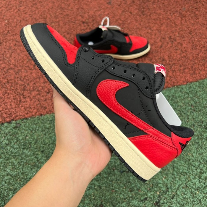 Authentic Travis Scott x Air Jordan 1 Low OG Black Red GS