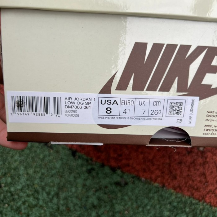 Authentic Travis Scott x Air Jordan 1 Low OG Black Red