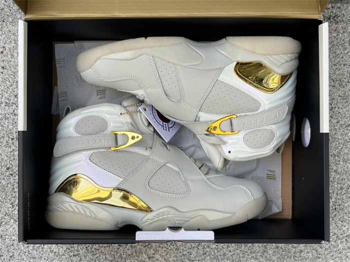 Authentic Air Jordan 8 Retro Champagne Gold White