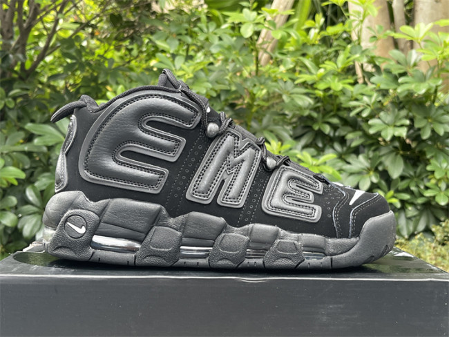 Authentic Supreme x Nike Air More Uptempo Black